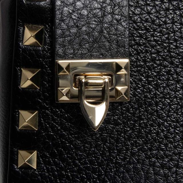 （未使用　展示品）Valentino Garavani ヴァレンティノ ガラヴァーニ 5W2B0J47VSF ロックスタッズ スモール グレインカーフレザー ブラック 2Way 斜め掛け ショルダー ハンドバッグ ゴールド金具_10