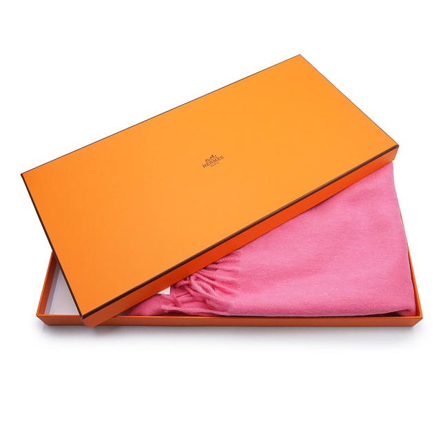 （新品・未使用品）HERMES エルメス ユニ ブロデ カシミヤ 100％ ローズ ピンク フリンジ マフラー 箱付_1