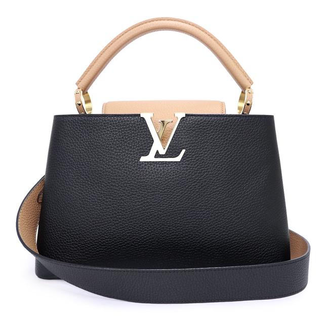 （未使用　展示品）LOUIS VUITTON ルイ ヴィトン M59466 カプシーヌ MM トリヨンレザー ブラック ノワール アリゾナ 2WAY 斜め掛け ショルダー ハンドバッグ ゴールド金具