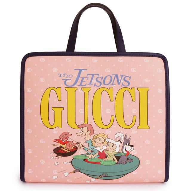 （新品・未使用品）GUCCI グッチ 605614 チルドレンズ The Jetsons 宇宙家族ジェットソン コラボ GGスプリームキャンバス ライトピンク ネイビー ハンドバッグ シルバー金具