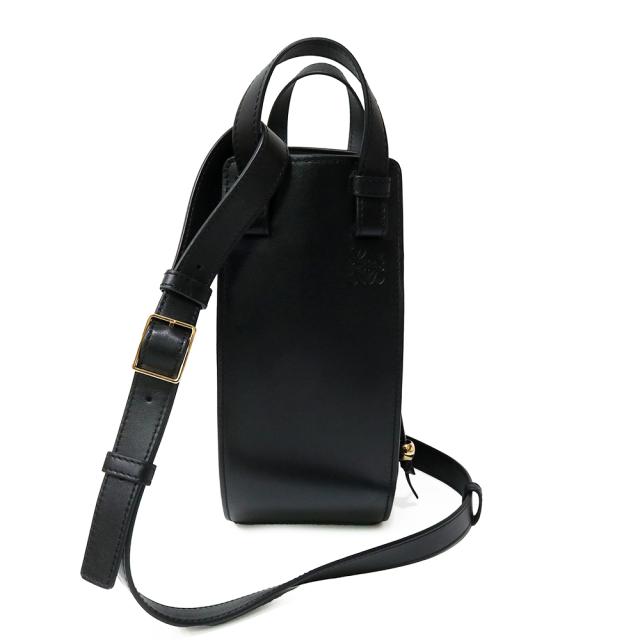 （未使用　展示品）LOEWE ロエベ A538HHSX01 ハンモック スライス カーフスキン ブラック 2WAY ショルダー ハンドバッグ 斜め掛け レザー ゴールド金具