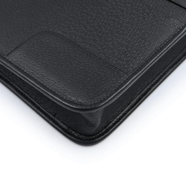 （未使用　展示品）GUCCI グッチ 735111 インターロッキングG ブリーフケース メッセンジャーバッグ レザー ブラック 斜め掛け シルバー金具