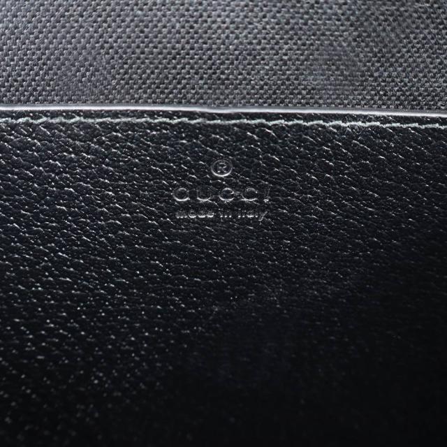 （未使用　展示品）GUCCI グッチ 735111 インターロッキングG ブリーフケース メッセンジャーバッグ レザー ブラック 斜め掛け シルバー金具
