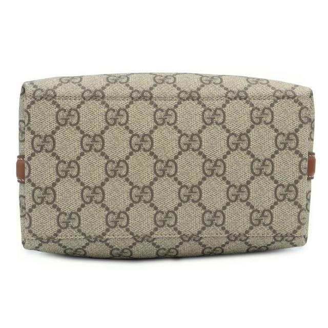 （未使用　展示品）GUCCI グッチ 815118 GGエンブレム スモール バケット 2WAY GGスプリームキャンバス レザー エボニー  ブラウン ベージュ ショルダー ハンドバッグ 斜め掛け ゴールド金具_5