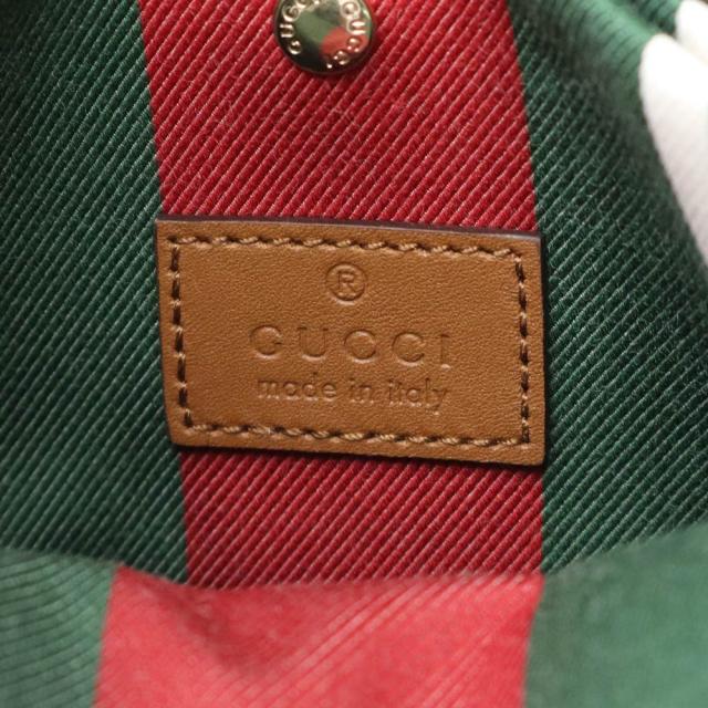 （未使用　展示品）GUCCI グッチ 815118 GGエンブレム スモール バケット 2WAY GGスプリームキャンバス レザー エボニー  ブラウン ベージュ ショルダー ハンドバッグ 斜め掛け ゴールド金具_7