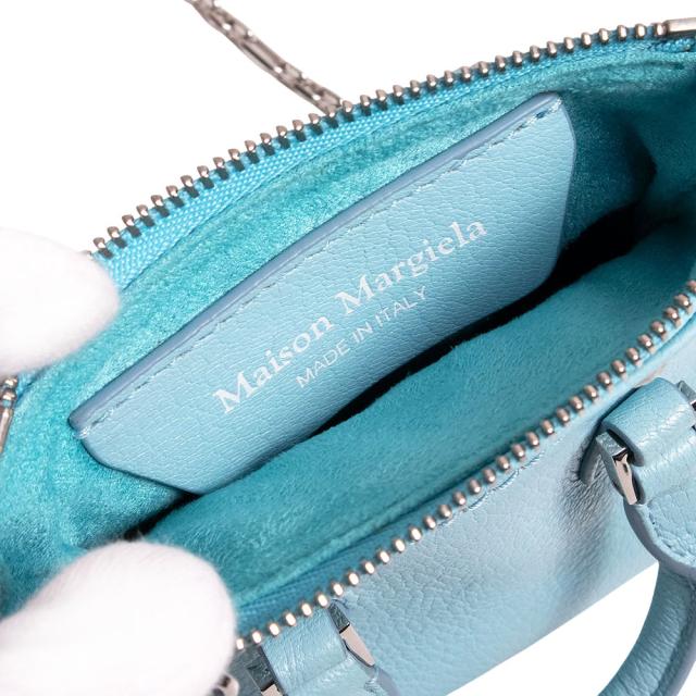 （未使用　展示品）Maison Margiela メゾン マルジェラ SB1WG0022 5AC クラシック ベビー ゴートスキン レザー アクア ブルー チェーン ショルダーバッグ 斜め掛け シルバー金具_7