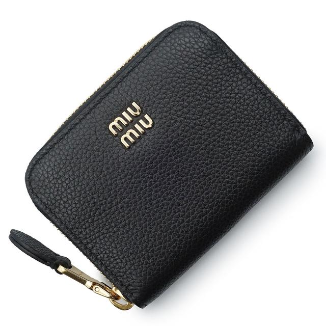 （新品・未使用品）miu miu ミュウミュウ 5MM268 ヴィテッロ ダイノ ネロ ブラック ラウンドファスナー ジップ コインケース 小銭入れ 財布 カーフレザー ゴールド金具 箱付