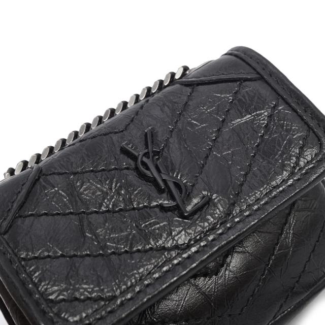 （未使用　展示品）SAINT LAURENT サンローラン 710844 NIKI ニキ カーフスキン ネロ ブラック チェーン ショルダー バッグ エアポッズ AirPods イヤホンケース レザー ガンメタル金具_9