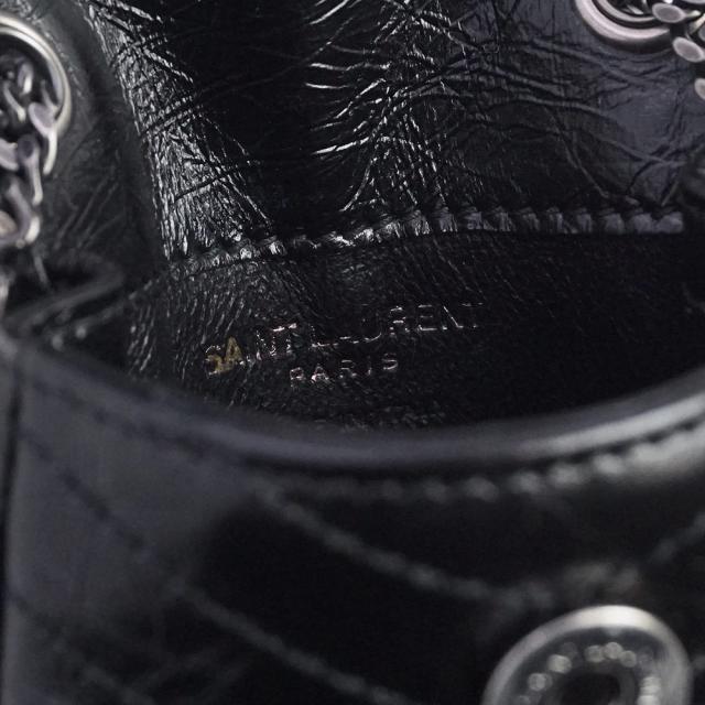 （未使用　展示品）SAINT LAURENT サンローラン 710844 NIKI ニキ カーフスキン ネロ ブラック チェーン ショルダー バッグ エアポッズ AirPods イヤホンケース レザー ガンメタル金具_10