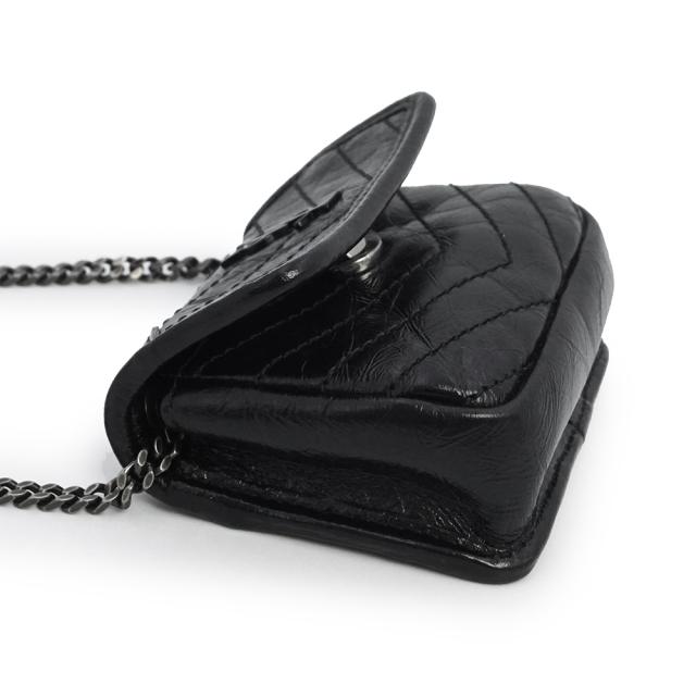 （未使用　展示品）SAINT LAURENT サンローラン 710844 NIKI ニキ カーフスキン ネロ ブラック チェーン ショルダー バッグ エアポッズ AirPods イヤホンケース レザー ガンメタル金具_4