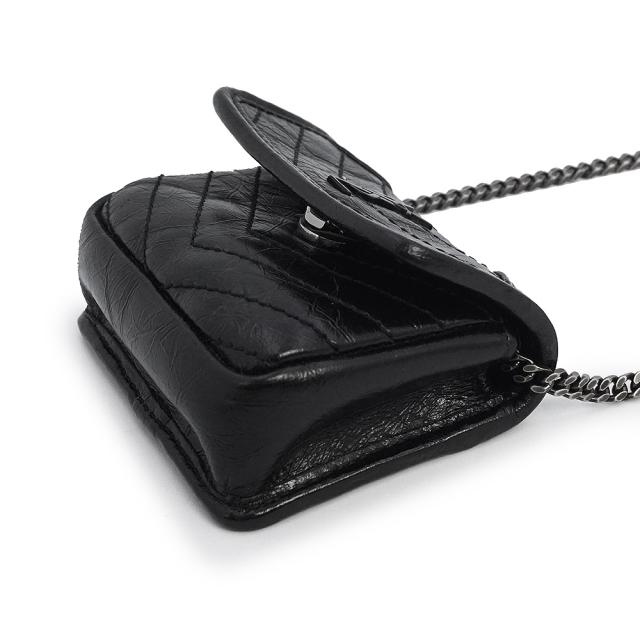 （未使用　展示品）SAINT LAURENT サンローラン 710844 NIKI ニキ カーフスキン ネロ ブラック チェーン ショルダー バッグ エアポッズ AirPods イヤホンケース レザー ガンメタル金具_5