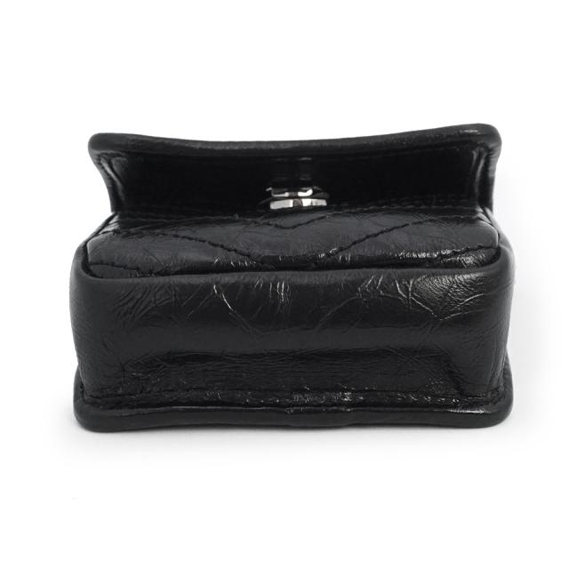 （未使用　展示品）SAINT LAURENT サンローラン 710844 NIKI ニキ カーフスキン ネロ ブラック チェーン ショルダー バッグ エアポッズ AirPods イヤホンケース レザー ガンメタル金具_7