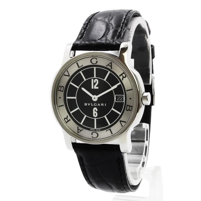（中古）BVLGARI ブルガリ ST35S ソロテンポ クオーツ ステンレススチール レザー ブラック シルバー 腕時計 45,045円