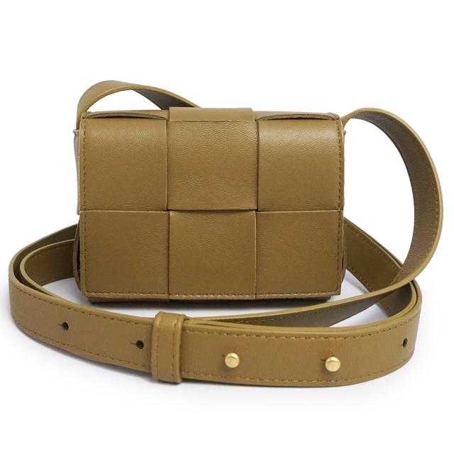 （新品・未使用品）BOTTEGA VENETA ボッテガヴェネタ 666688 カセット キャンディ ミニ クロスボディ ポーチ ラムスキン エイコーン ブラウン ポシェット ショルダーバッグ 斜め掛け レザー ゴールド金具