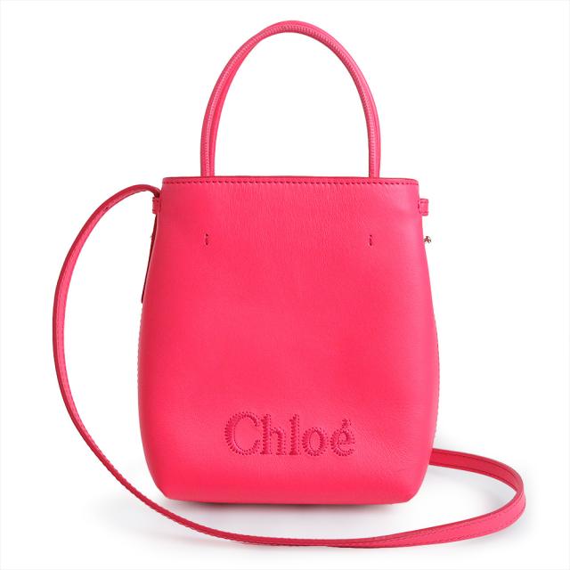 （中古）Chloe クロエ CHC23UP873 センス マイクロ トート カーフスキン ピンク 2way ショルダー ハンドバッグ 斜め掛け レザー シルバー金具