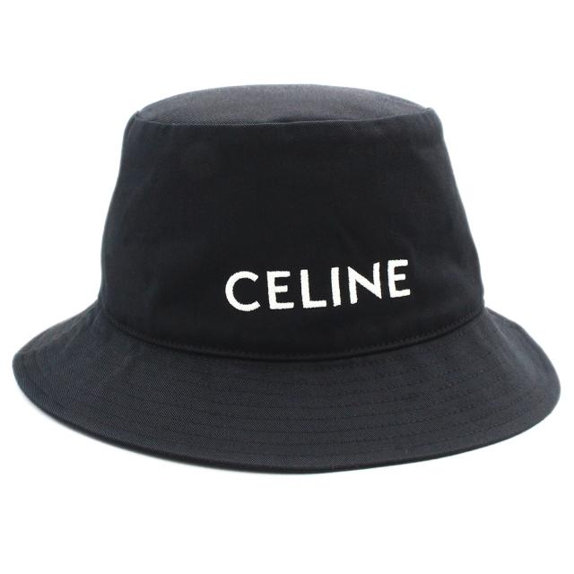 （新品・未使用品）CELINE セリーヌ 2AUO4968P ロゴ コットン100％ バケットハット 帽子 #M 58cm ウルトラブラック