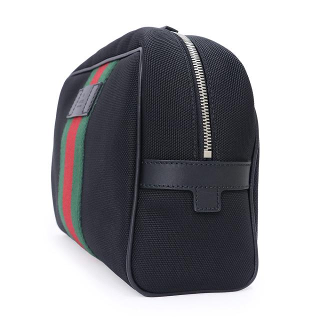 （未使用　展示品）GUCCI グッチ 630916 シェリーライン ウェブストライプ テクノキャンバス レザー ブラック グリーン レッド セカンドバッグ クラッチ ナイロン シルバー金具_2