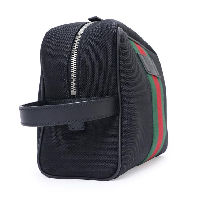 （未使用　展示品）GUCCI グッチ 630916 シェリーライン ウェブストライプ テクノキャンバス レザー ブラック グリーン レッド セカンドバッグ クラッチ ナイロン シルバー金具_3