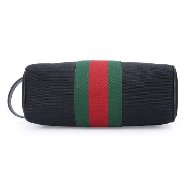 （未使用　展示品）GUCCI グッチ 630916 シェリーライン ウェブストライプ テクノキャンバス レザー ブラック グリーン レッド セカンドバッグ クラッチ ナイロン シルバー金具_5