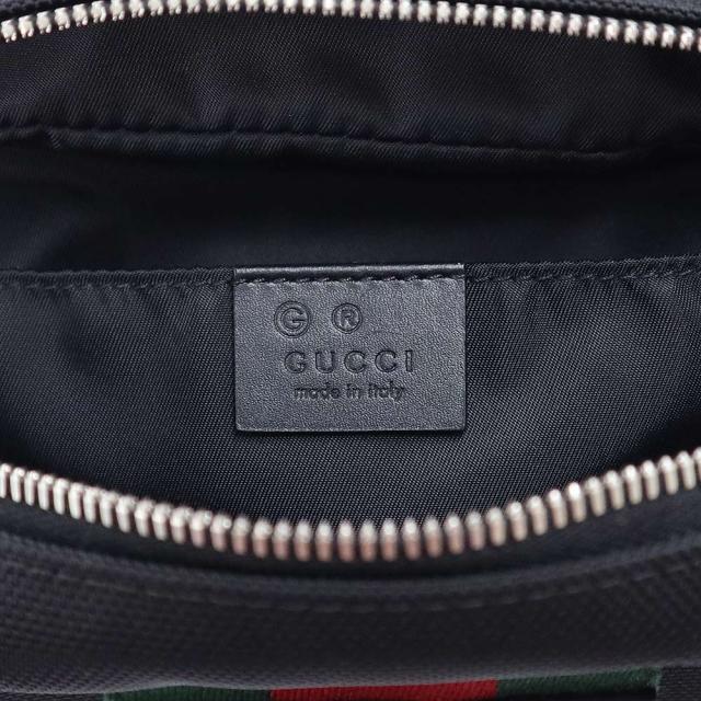 （未使用　展示品）GUCCI グッチ 630916 シェリーライン ウェブストライプ テクノキャンバス レザー ブラック グリーン レッド セカンドバッグ クラッチ ナイロン シルバー金具_7