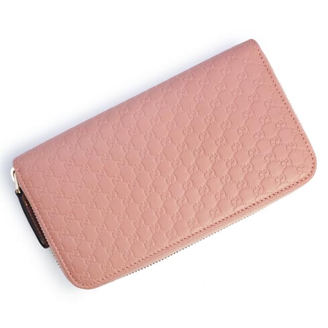 （美品）GUCCI グッチ 449391 シグネチャー マイクログッチシマレザー ピンク ラウンドファスナー ジップ 長財布 ゴールド金具_4