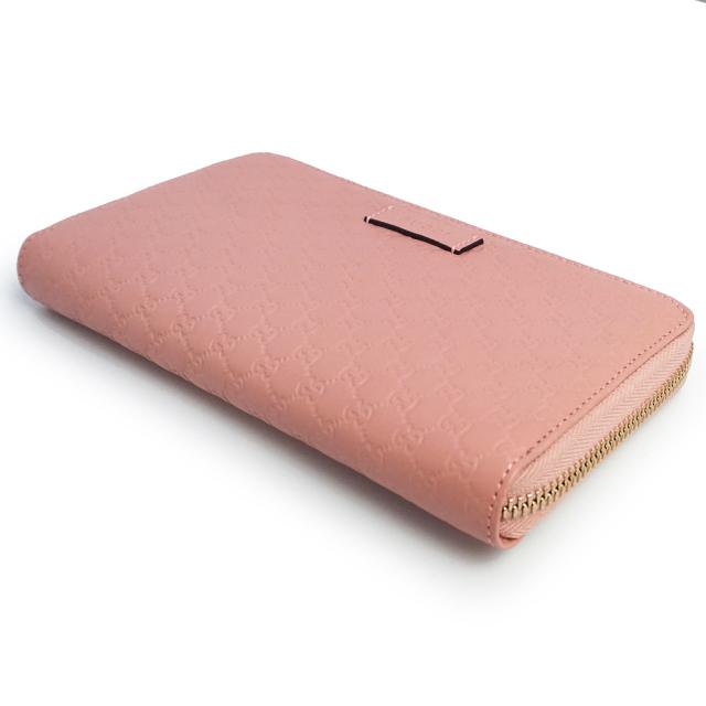 （美品）GUCCI グッチ 449391 シグネチャー マイクログッチシマレザー ピンク ラウンドファスナー ジップ 長財布 ゴールド金具_5