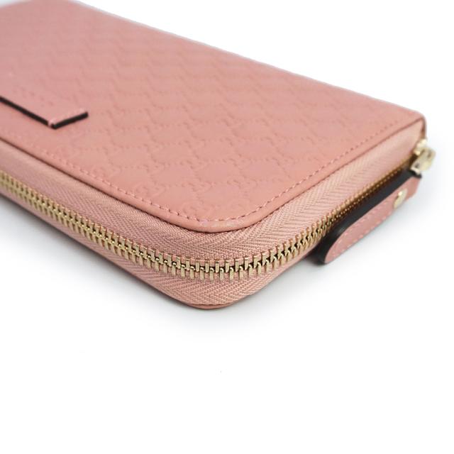（美品）GUCCI グッチ 449391 シグネチャー マイクログッチシマレザー ピンク ラウンドファスナー ジップ 長財布 ゴールド金具_8