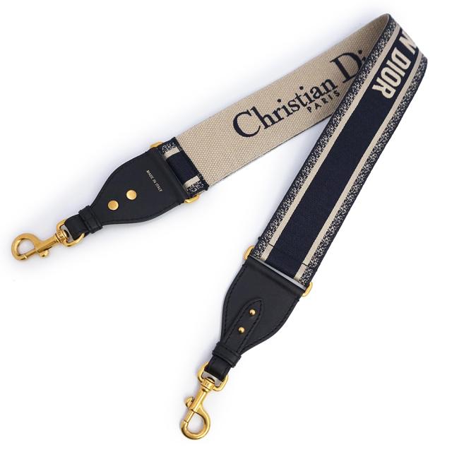 （新品・未使用品）Christian Dior クリスチャンディオール S8552CBTE エンブロイダリー PARIS キャンバス カーフスキン ネイビー ベージュ ショルダーストラップ レザー アンティークゴールド金具 箱付