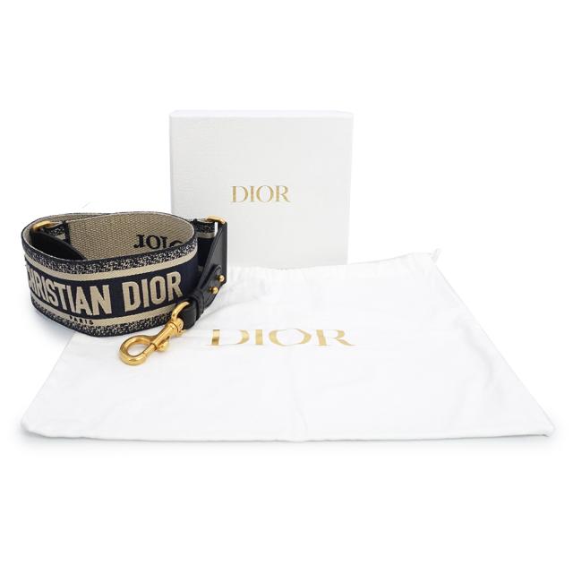 （新品・未使用品）Christian Dior クリスチャンディオール S8552CBTE エンブロイダリー PARIS キャンバス カーフスキン ネイビー ベージュ ショルダーストラップ レザー アンティークゴールド金具 箱付_1