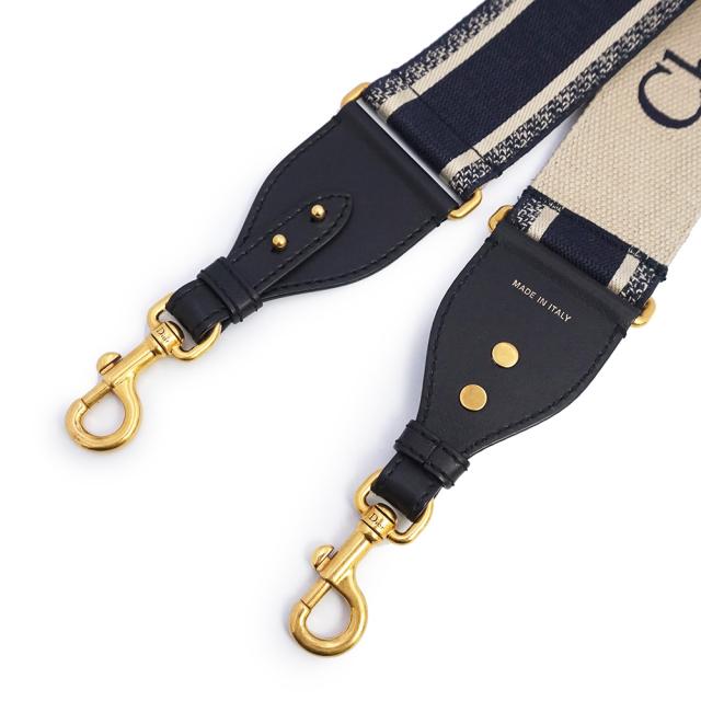 （新品・未使用品）Christian Dior クリスチャンディオール S8552CBTE エンブロイダリー PARIS キャンバス カーフスキン ネイビー ベージュ ショルダーストラップ レザー アンティークゴールド金具 箱付_5