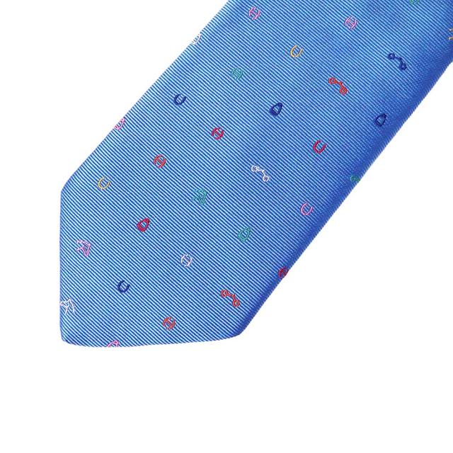 （新品・未使用品）HERMES エルメス トゥティ フルッティ エケストル Tutti Frutti Equestrian シルク100％ シエル ブルー マルチカラー ネクタイ 7CM 箱付_4