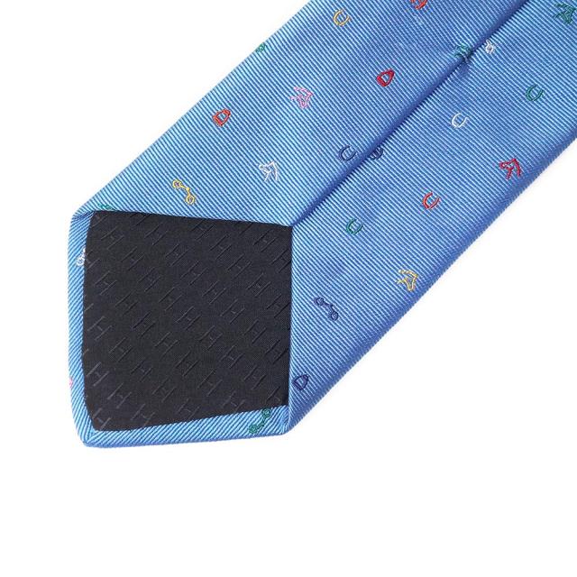 （新品・未使用品）HERMES エルメス トゥティ フルッティ エケストル Tutti Frutti Equestrian シルク100％ シエル ブルー マルチカラー ネクタイ 7CM 箱付_5