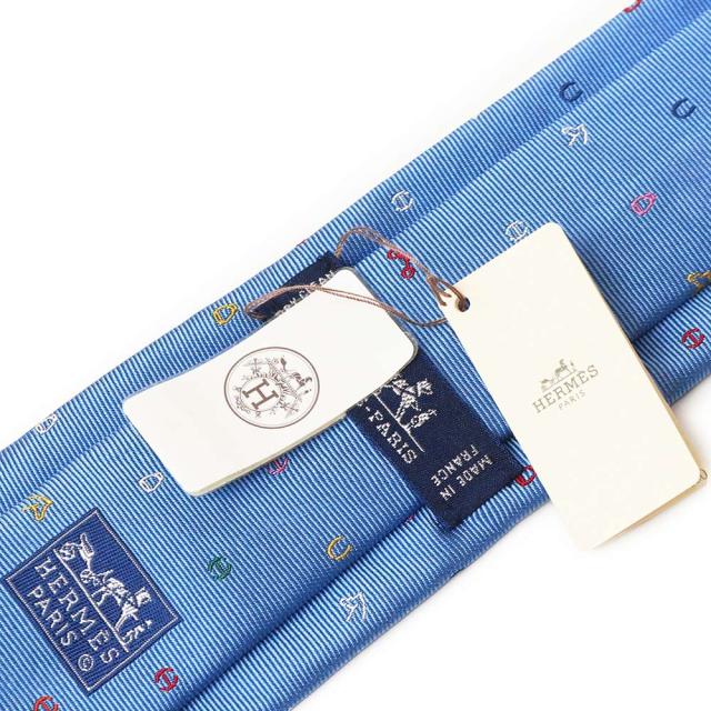 （新品・未使用品）HERMES エルメス トゥティ フルッティ エケストル Tutti Frutti Equestrian シルク100％ シエル ブルー マルチカラー ネクタイ 7CM 箱付_6