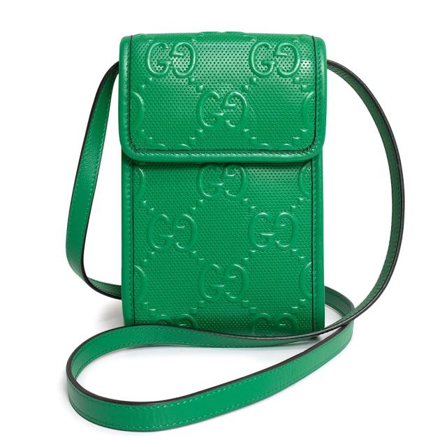（未使用　展示品）GUCCI グッチ 625571 GGエンボス レザー グリーン ミニ ショルダーバッグ 斜め掛け シルバー金具