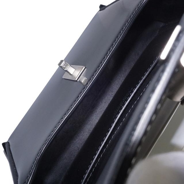 （未使用　展示品）Salvatore Ferragamo サルヴァトーレフェラガモ 213971 ジオメトリック カーフスキン ブラック ミニ ショルダー ハンドバッグ 斜め掛け レザー シルバー ゴールド金具_12