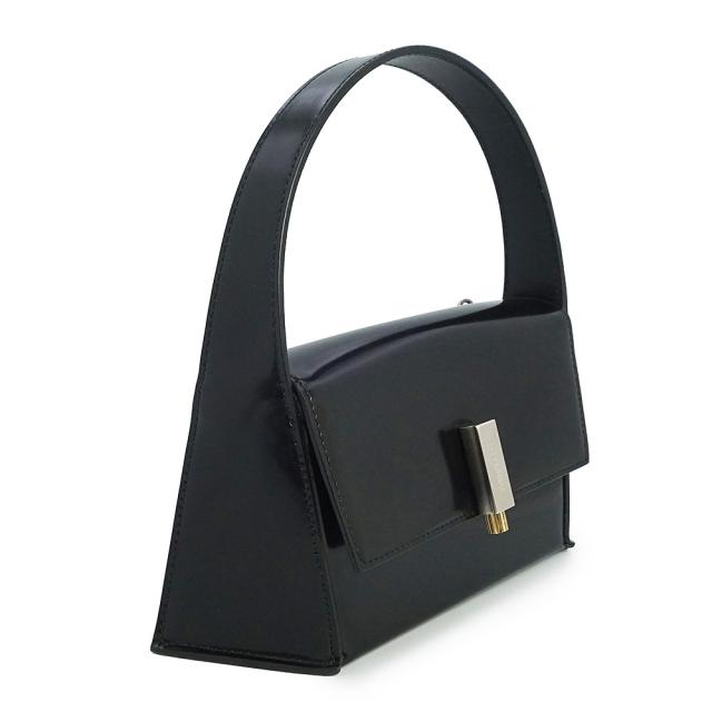 （未使用　展示品）Salvatore Ferragamo サルヴァトーレフェラガモ 213971 ジオメトリック カーフスキン ブラック ミニ ショルダー ハンドバッグ 斜め掛け レザー シルバー ゴールド金具_4