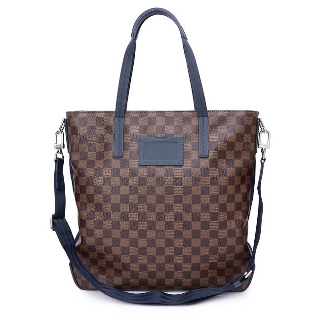 （未使用　展示品）LOUIS VUITTON ルイ ヴィトン N41255 ヘラルド ダミエ ブラウン ブルー ショルダー トートバッグ 2WAY 斜め掛け シルバー金具