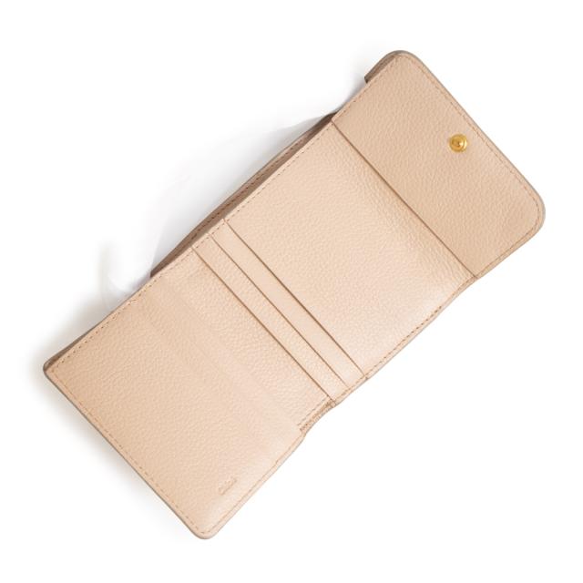 （新品・未使用品）Chloe クロエ CHC23AP0996J5 MARCIE マーシー スモールトリフォールドウォレット Cement Pink ピンクベージュ 三つ折り財布 ゴールド金具 箱付_2