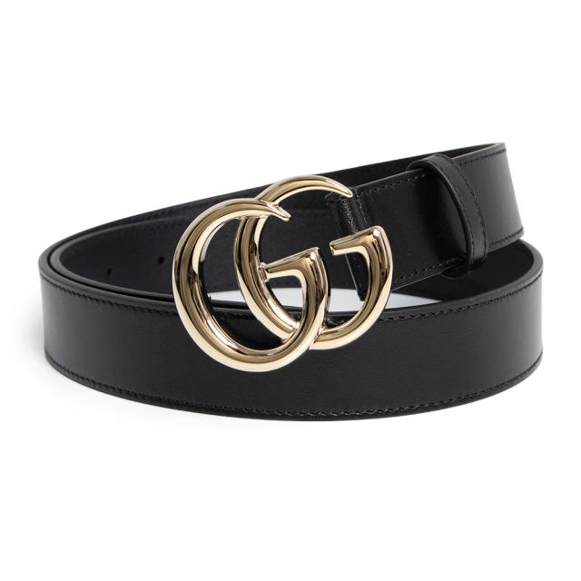 グッチ 625839 ダブルG スリムベルト #85 レザー ブラック ライトゴールド金具 GUCCI（未使用保管品） 未使用保管品）GUCCI グッチ 625839 ダブルG スリムベルト #85 レザー
