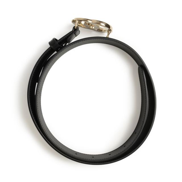 グッチ 625839 ダブルG スリムベルト #85 レザー ブラック ライトゴールド金具 GUCCI（未使用保管品） 未使用保管品）GUCCI グッチ 625839 ダブルG スリムベルト #85 レザー