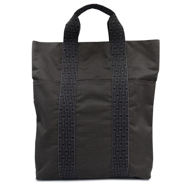 （中古）HERMES エルメス エールライン カバス トート キャンバス グレー ハンドバッグ シルバー金具