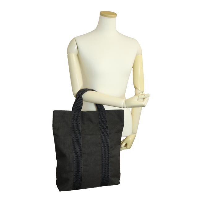 （中古）HERMES エルメス エールライン カバス トート キャンバス グレー ハンドバッグ シルバー金具_6