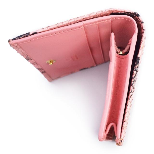 （新品・未使用品）GUCCI グッチ 456126 GGマーモント ダブルG スモールウォレット パイソン ピンク コンパクト 二つ折り財布 エキゾチックレザー ゴールド金具_3