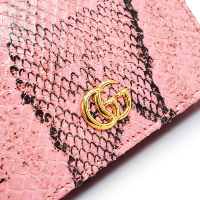 （新品・未使用品）GUCCI グッチ 456126 GGマーモント ダブルG スモールウォレット パイソン ピンク コンパクト 二つ折り財布 エキゾチックレザー ゴールド金具_8