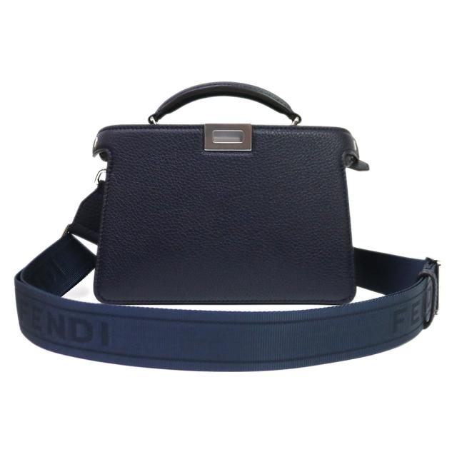 （新品・未使用品）FENDI フェンディ 7VA582 ピーカブー ISeeU アイシーユー エックスクロス クオイオローマ ローマン ネイビーブルー 2WAY ショルダー ハンドバッグ 斜め掛け レザー シルバー金具