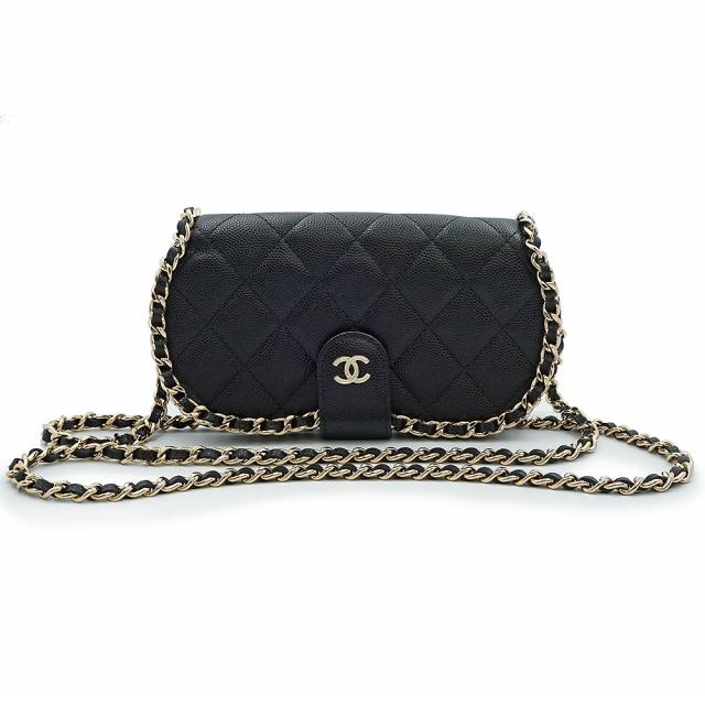 （未使用　展示品）CHANEL シャネル AP2591 マトラッセ キャビアスキン ブラック アイウェア サングラス 眼鏡 メガネケース チェーン ショルダーバッグ 斜め掛け レザー ゴールド金具