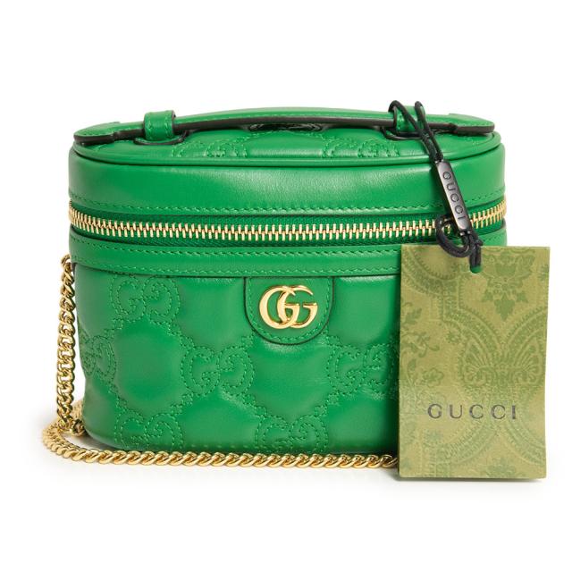 （新品・未使用品）GUCCI グッチ 723770 マトラッセ ミニトップハンドル GGマトラッセ グリーン 2Way 斜め掛け チェーンショルダー ハンドバッグ ゴールド金具