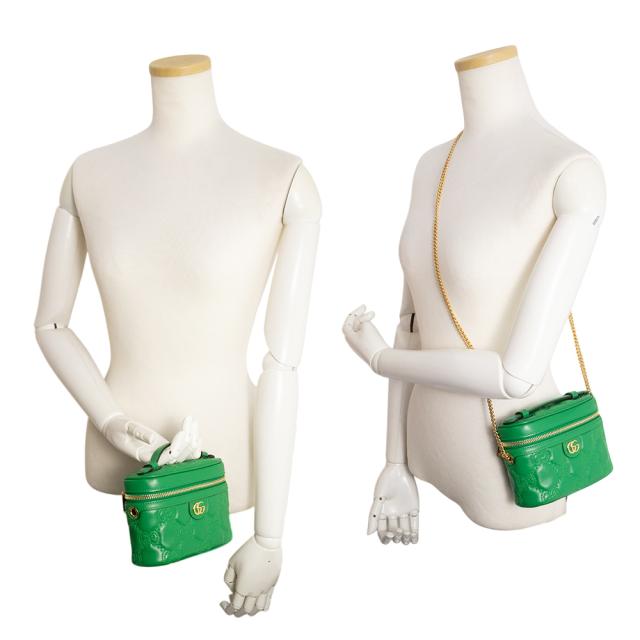 （新品・未使用品）GUCCI グッチ 723770 マトラッセ ミニトップハンドル GGマトラッセ グリーン 2Way 斜め掛け チェーンショルダー ハンドバッグ ゴールド金具_6