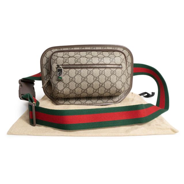 （新品・未使用品）GUCCI グッチ 760217 ボディ ウエスト ベルトバッグ 斜め掛け GGスプリームキャンバス ベージュ ブラウン レッド グリーン マットブラウン金具_1