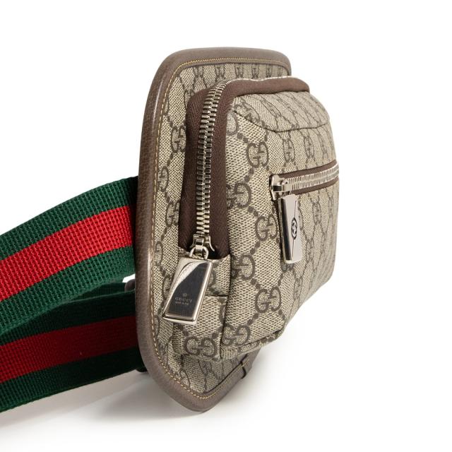 （新品・未使用品）GUCCI グッチ 760217 ボディ ウエスト ベルトバッグ 斜め掛け GGスプリームキャンバス ベージュ ブラウン レッド グリーン マットブラウン金具_3